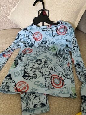 Marvel Light Blue Hulk & Captain America Kids Pajama Set